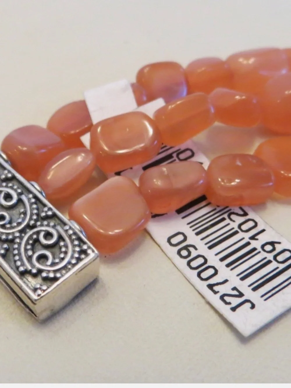 Artisan Crafted Sterling Limited Edition Peach Moonstone Bracelet Fits 7